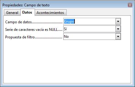 Asociaci&oacute;n de datos para el campo