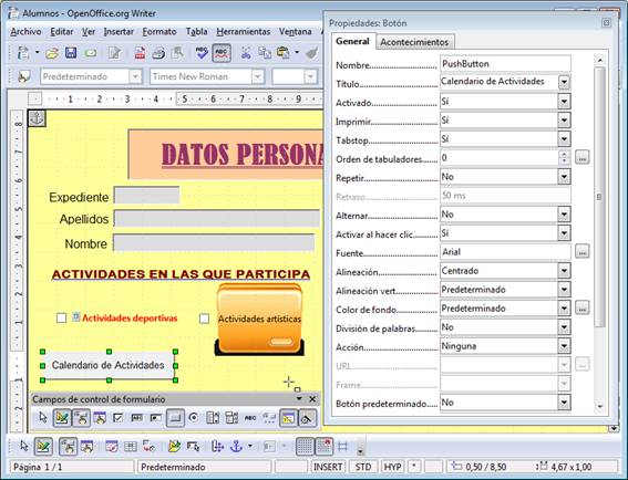 Propiedades de la casilla del bot&oacute;n