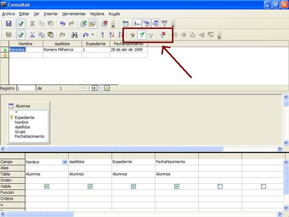 Iconos para para el filtrado de registros