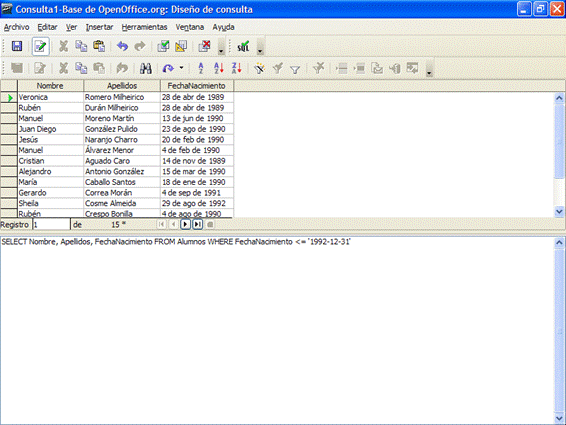Consulta con selecci&oacute;n de criterios mediante la cl&aacute;usula WHERE