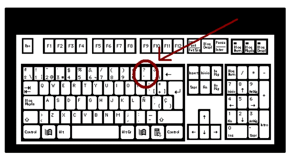 Lugar que ocupa la tecla comilla simple en el teclado