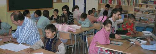 Distribuci&oacute;n de un aula con varios grupos interactivos.  Fuente: http://www.utopiadream.info/