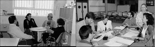 Desde inicio de los 90 los GAEP trabajan para dar respuesta a las necesidades del alumnado y los docentes. En la imagen, equipo de apoyo de los colegios Blas Infante y Europa (Sevilla). Fuente: Cuadernos de pedagog&iacute;a. N&ordm; 270. Carmen Gallego.