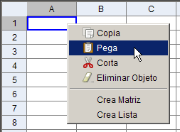 Pegando en la hoja de c�lculo