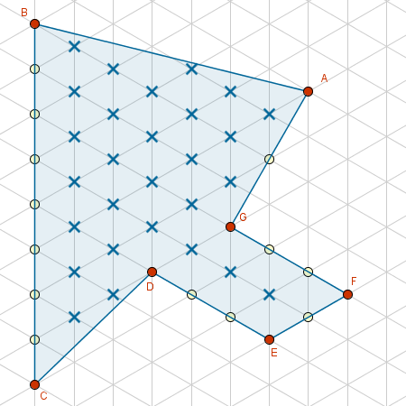 Construcci�n: F�rmula de Pick (sobre cuadr�cula isom�trica)