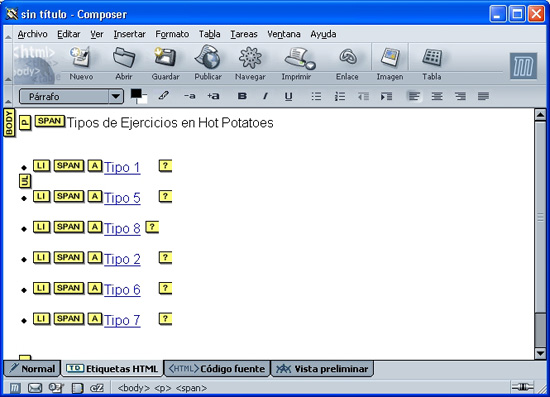 Editor de p�ginas web de Mozilla
