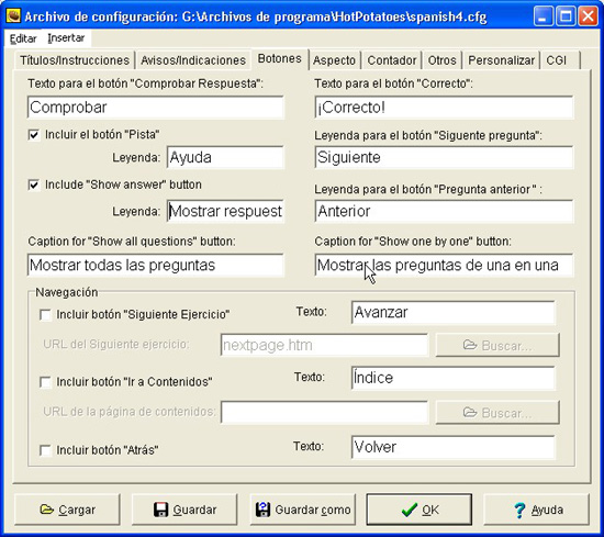 Ficha para botones de navegaci�n
