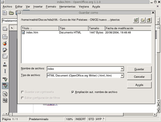 Guardar como HTML en un procesador de textos
