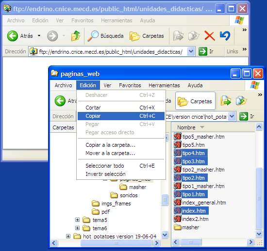 Copiando los archivos