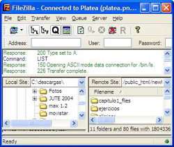 Filezilla, nos permite subir archivos a la web.