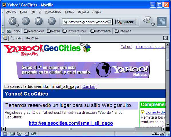Publicar en Yahoo! Geocities