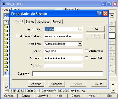 Preparando una conexi�n FTP