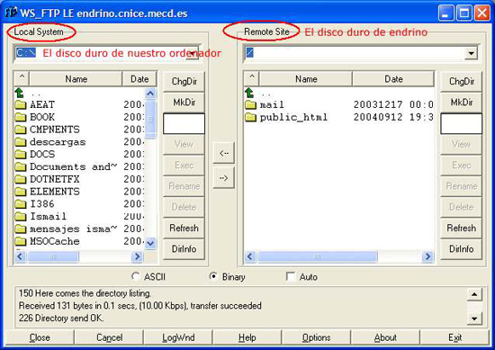 Conexi�n FTP con endrino