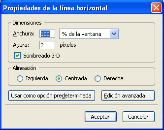Panel de propiedades de l&iacute;nea