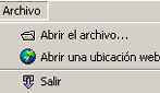 Opciones del men&uacute; Archivo