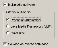 Pesta&ntilde;a Multimedia del submen&uacute; Configuraci&oacute;n