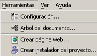 Opciones del men&uacute; Herramientas