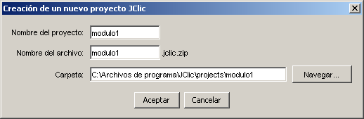 Cuadro de creaci&oacute;n de proyecto nuevo