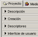 Apartados de la pesta&ntilde;a Proyecto