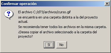 Confirmaci&oacute;n de traslado de recurso a la carpeta del proyecto