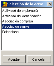 Selección de la actividad Asociación simple
