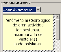 Configuración de la ventana emergente