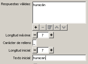 Cuadro con las características de las respuestas válidas
