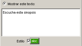 Texto en la ventana previa