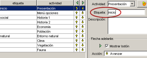 Etiquetas en la secuencia