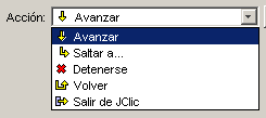 Acciones posibles para botones