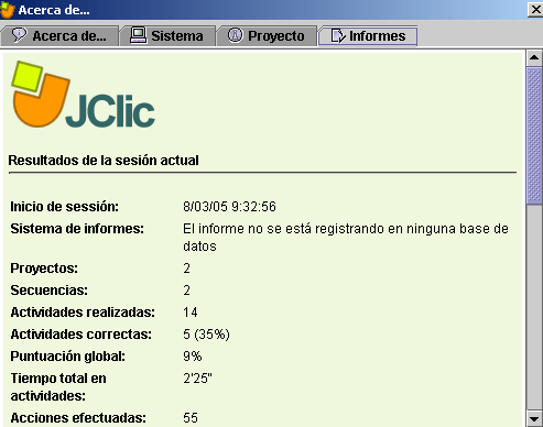Pantalla de Informes