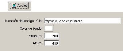 Configuraci&oacute;n del applet