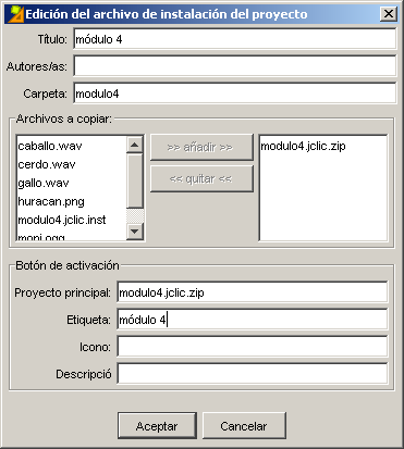Cuadro de edici&oacute;n del archivo de instalaci&oacute;n del proyecto