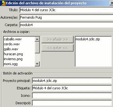 Cuadro de edici&oacute;n del archivo de instalaci&oacute;n del proyecto