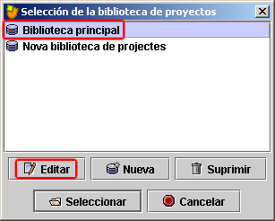 Selecci&oacute;n de la biblioteca de proyectos