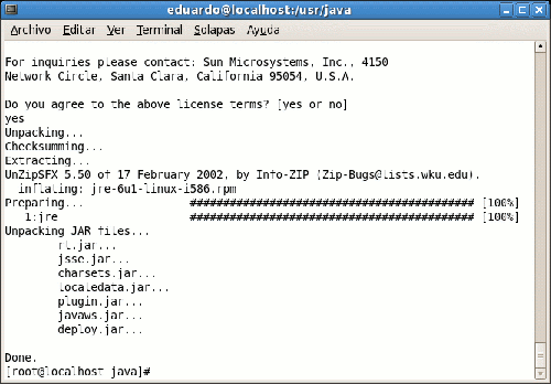 Instalaci&oacute;n del paquete rpm