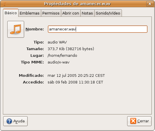 Propiedades de audio