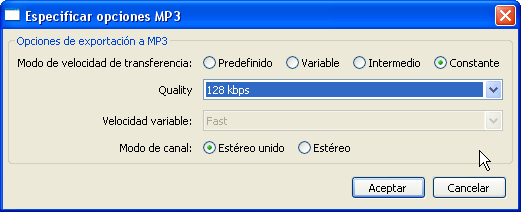 Opciones MP3