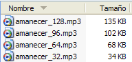 Archivos con distintos bitrates