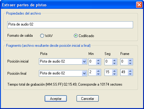 Extraer partes de pistas