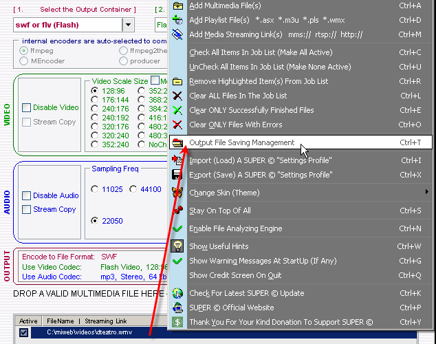 Definir carpeta destino del archivo