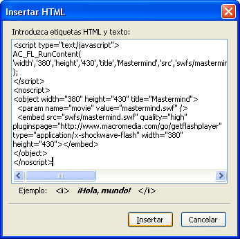Insertar HTML